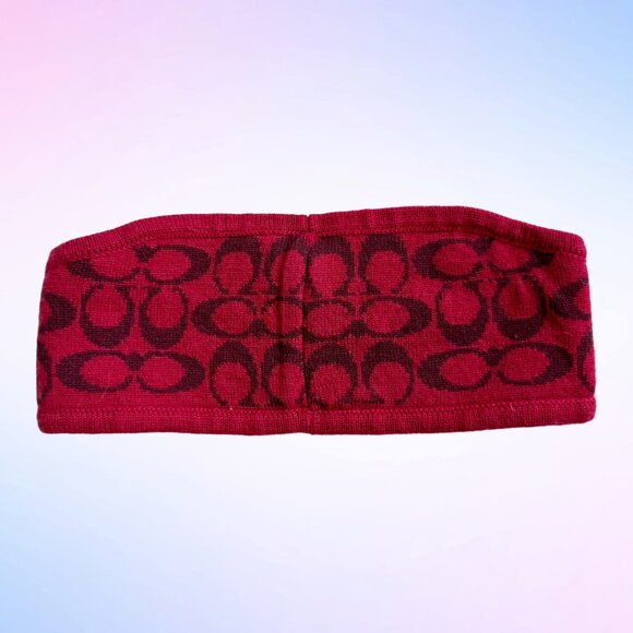 COACH REVERSIBLE SIGNATURE PLAID HEADBAND in True Red - Picture 2 of 3